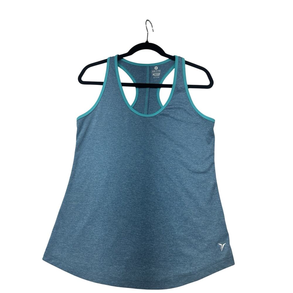 Old Navy Active Tank Top Womens Medium Blue Teal Heathered Racerback Semi-Fitted